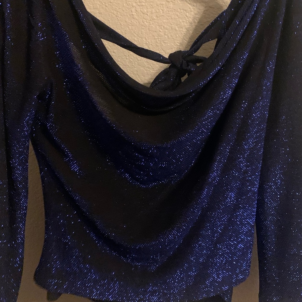 Zara over the shoulder sparkly blouse